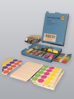 Post-it Flags Lot + 3/4 in Color Coding Dot Labels Neon Office Organizing Bundle